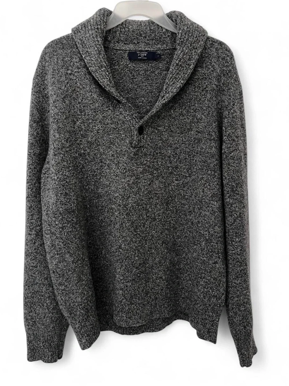 J. Crew Men's Gray V-Neck Shawl Collar Sweater